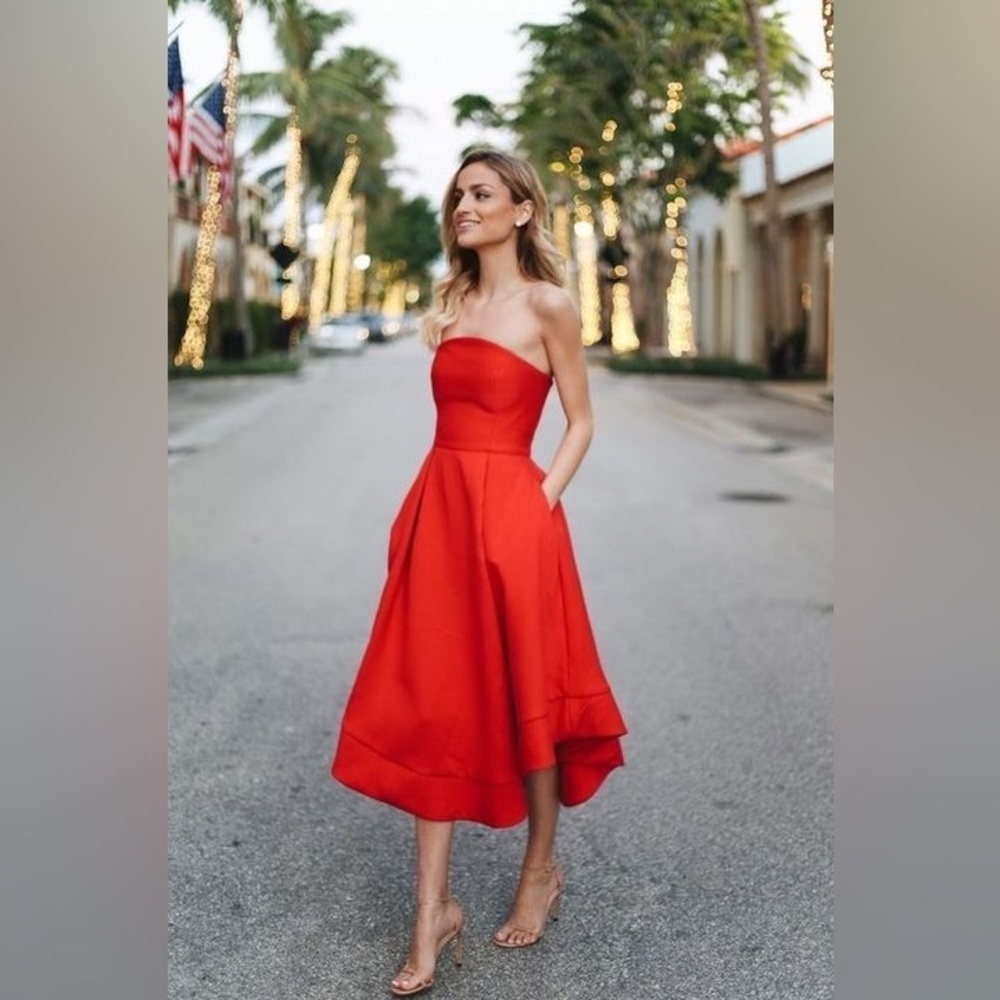 NWT C/MEO Collective Making Waves Dress in Red Size Small